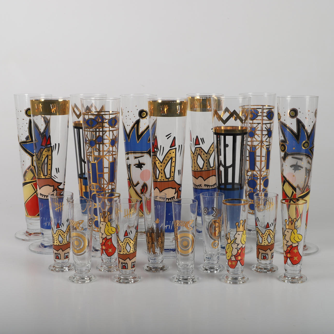 Ritzenhoff灰皿 Michael Siegerアートガラス MICHAEL SIEGER. Beer and shot glasses, 20 pieces, painted and