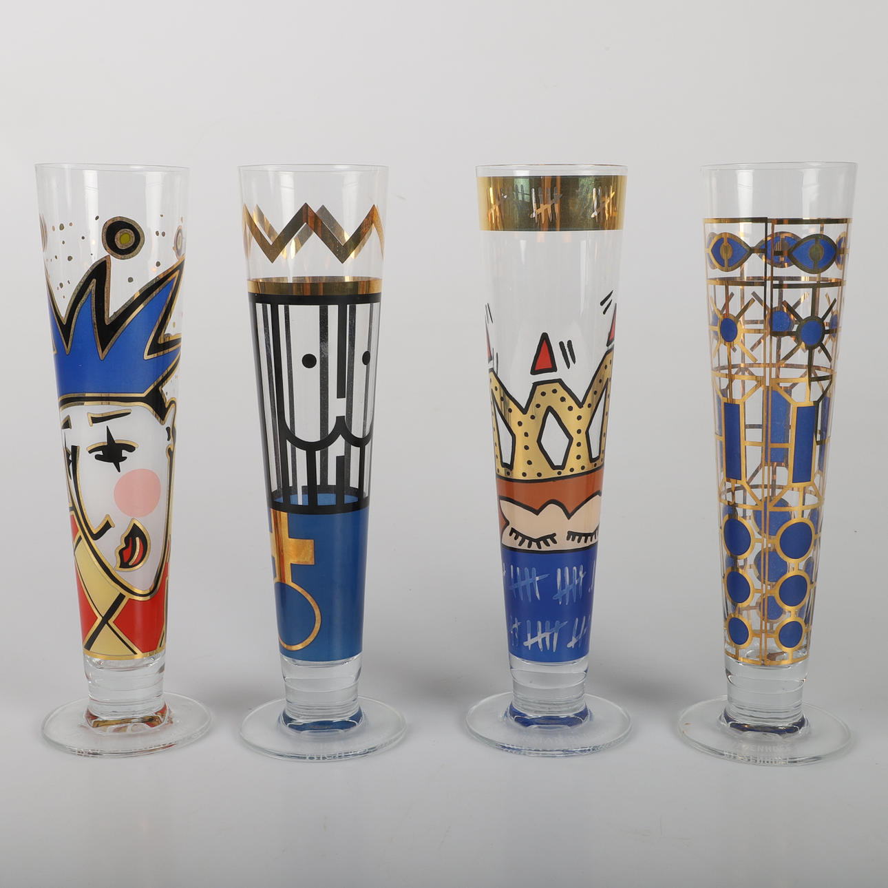 MICHAEL SIEGER. Beer and shot glasses, 20 pieces, painted and