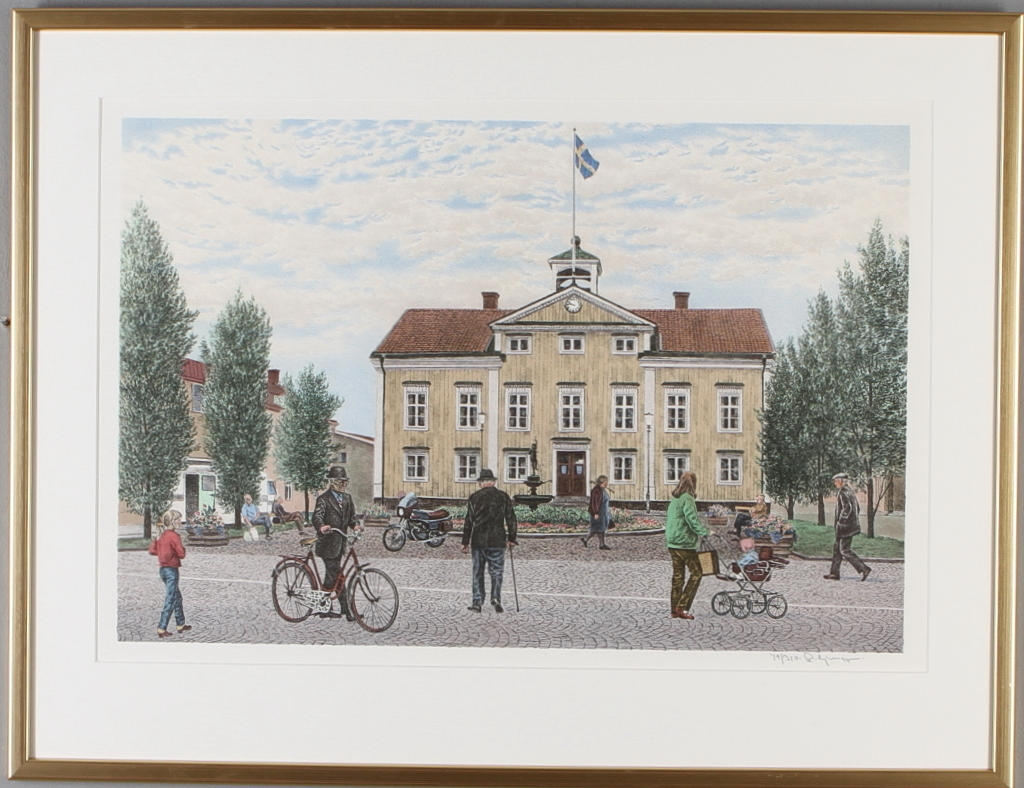 REINHOLD LJUNGREN. Torgbild, litografi, signerad samt numrerad 49/310.