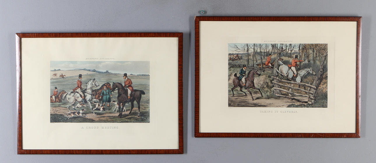 TRYCK, 2 st, engelska jaktmotiv.