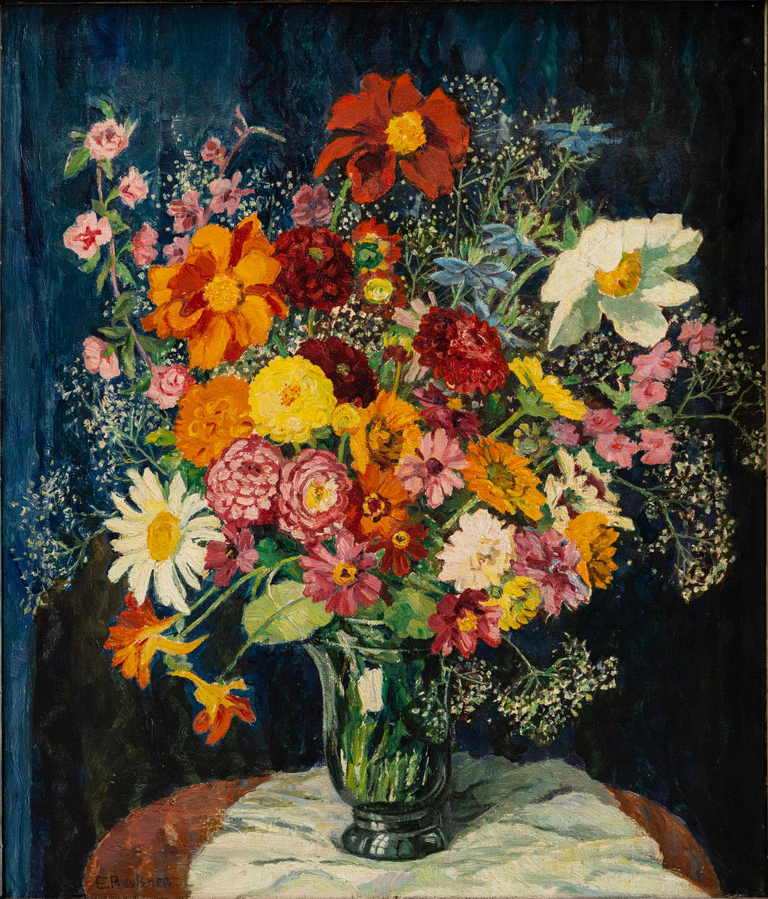 ELSE PREUSSNER (1889-1954). Sommerstrauß in Glasvase.