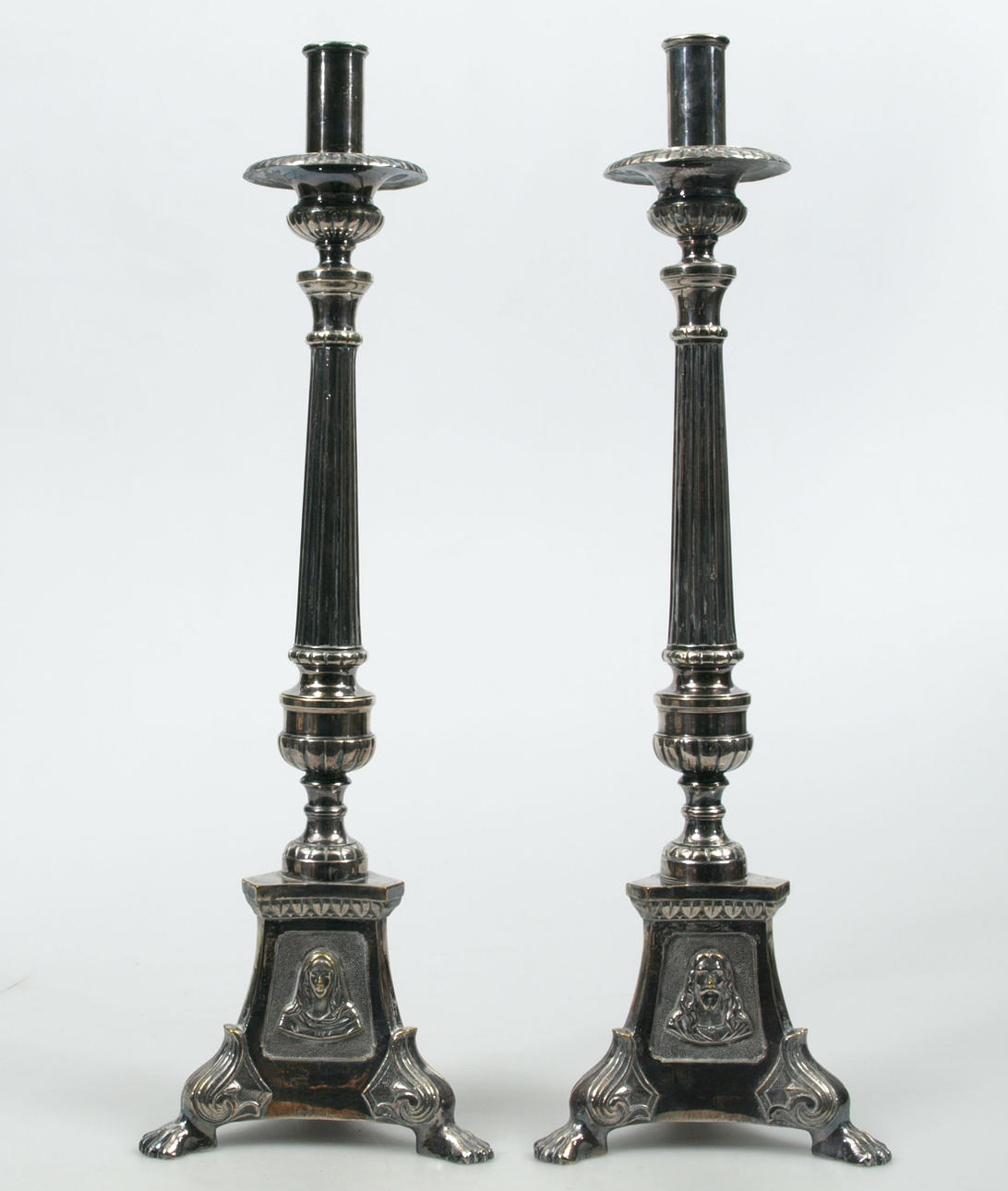 KYRKOLJUSSTAKAR, ett par, försilvrade, barockstil, 1800-1900-tal.