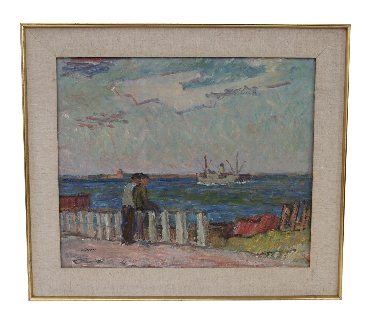 SIGGE JERNMARK. Olja på pannå, signerad.