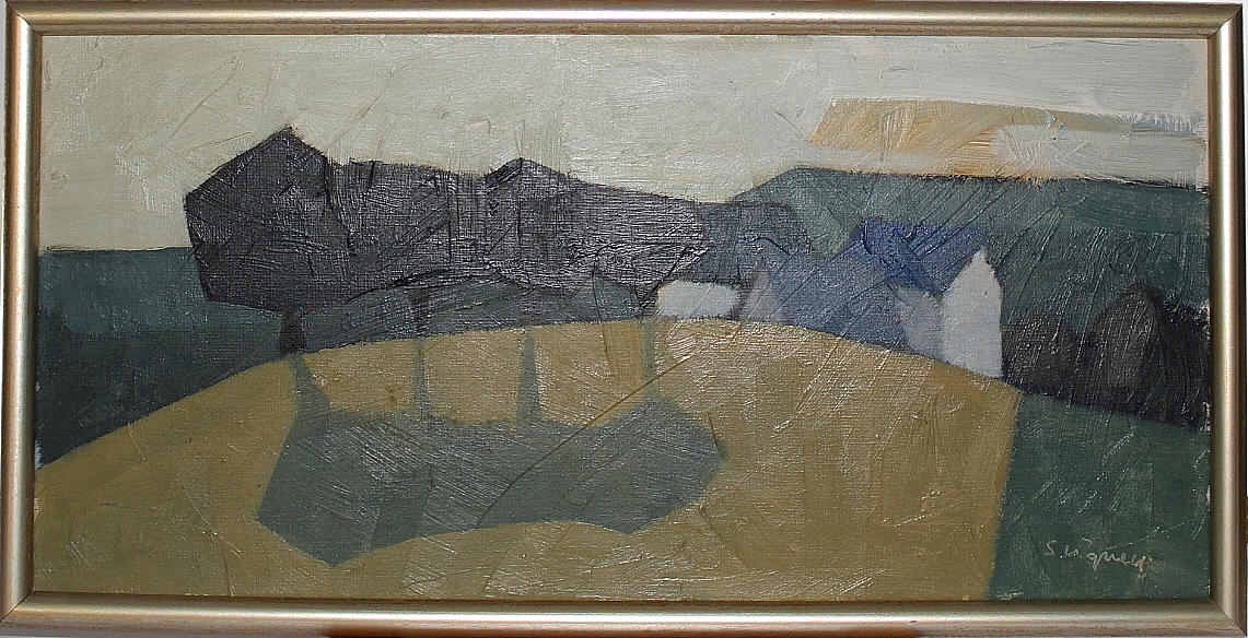 OIDENTIFIERAD KONSTNÄR. olja på duk skuggbild, signerad.