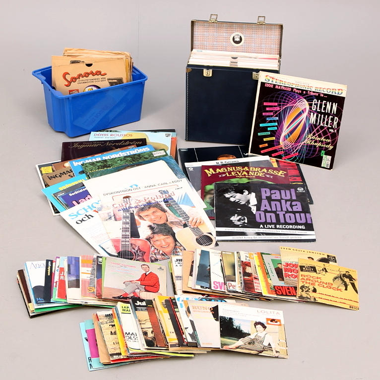 PARTI VINYL LP, SINGLAR, STENKAKOR totalt 165 st.