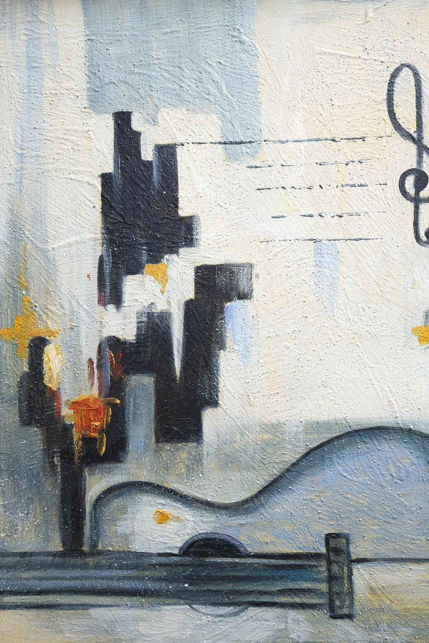LILY HUANG. Attributed to. Composition, oil on canvas, unsigned.