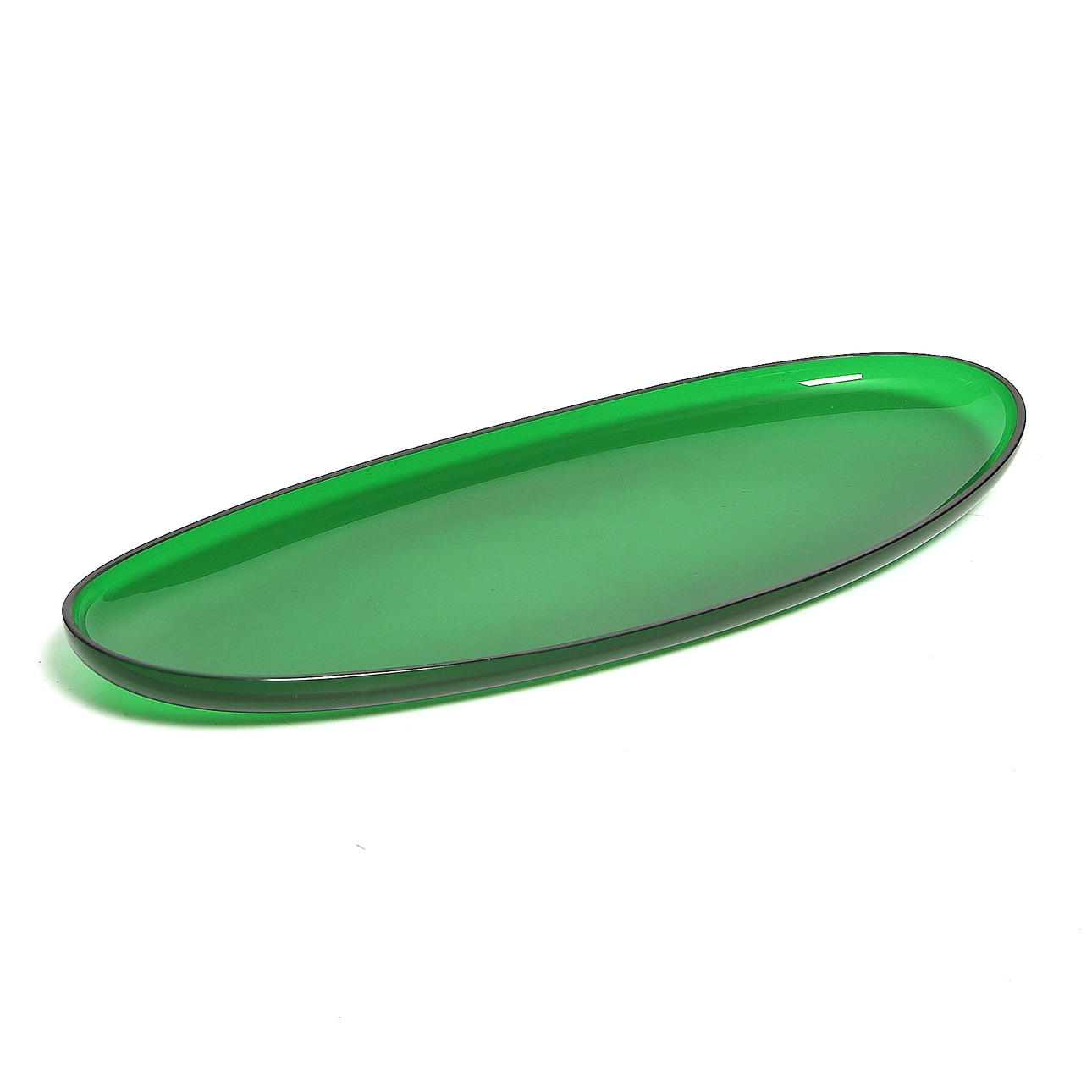 UPPLÄGGNINGSFAT, smaragdgrönt glas, Art deco, modell "HS1205", Edward Hald, Sandviks glasbruk. 1920/30-tal.