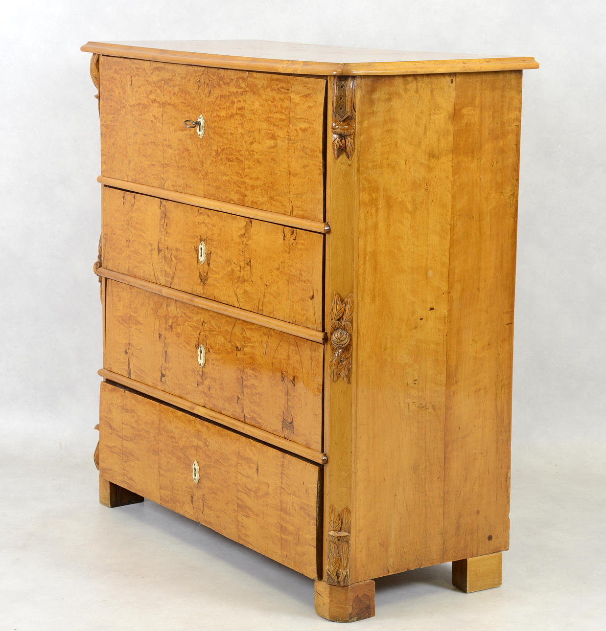 BYRÅ, björk, 4-lådig, 1800-tal.