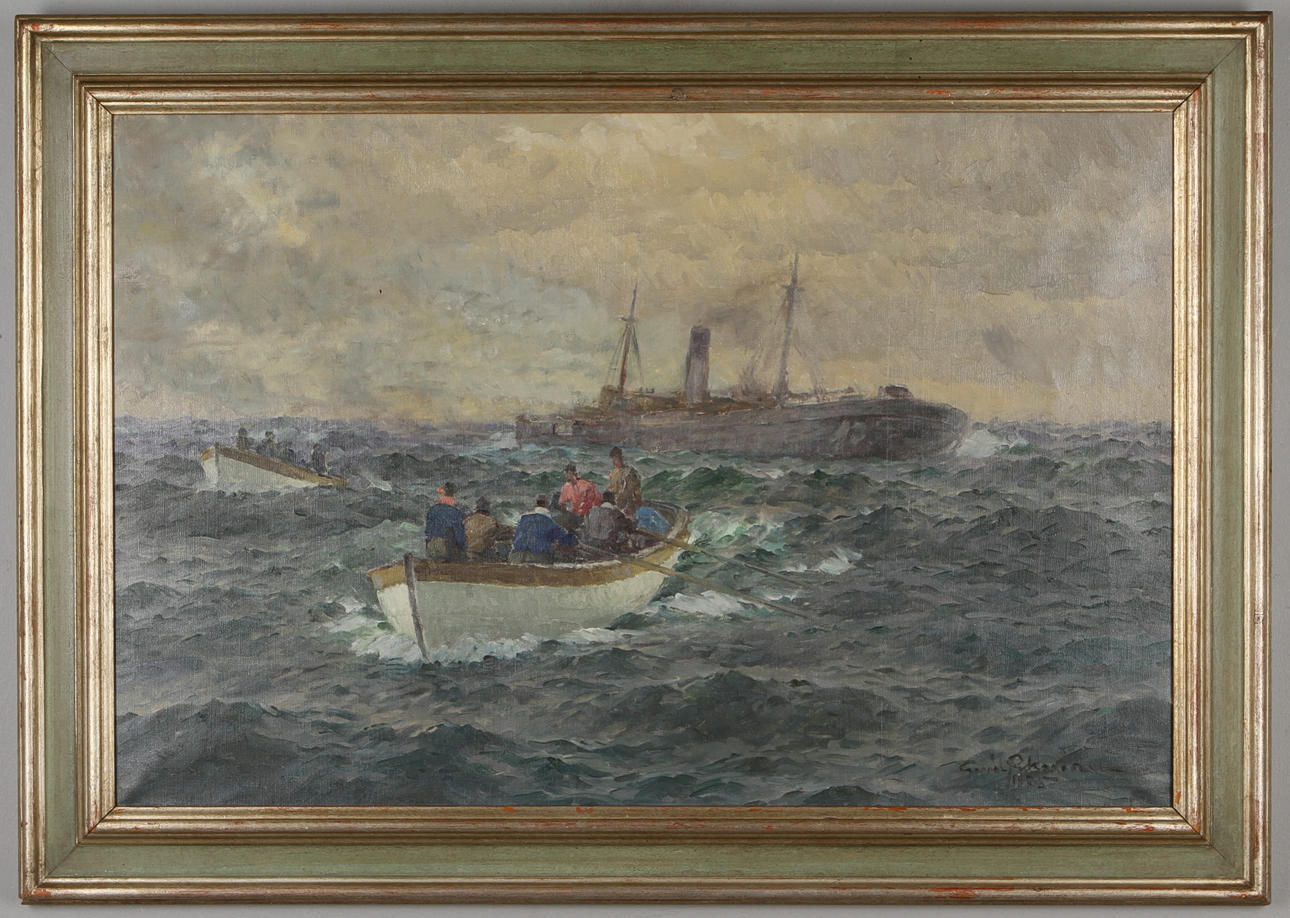 EMIL EKMAN. Skeppsbrott, olja på duk, signerad och daterad 1925.