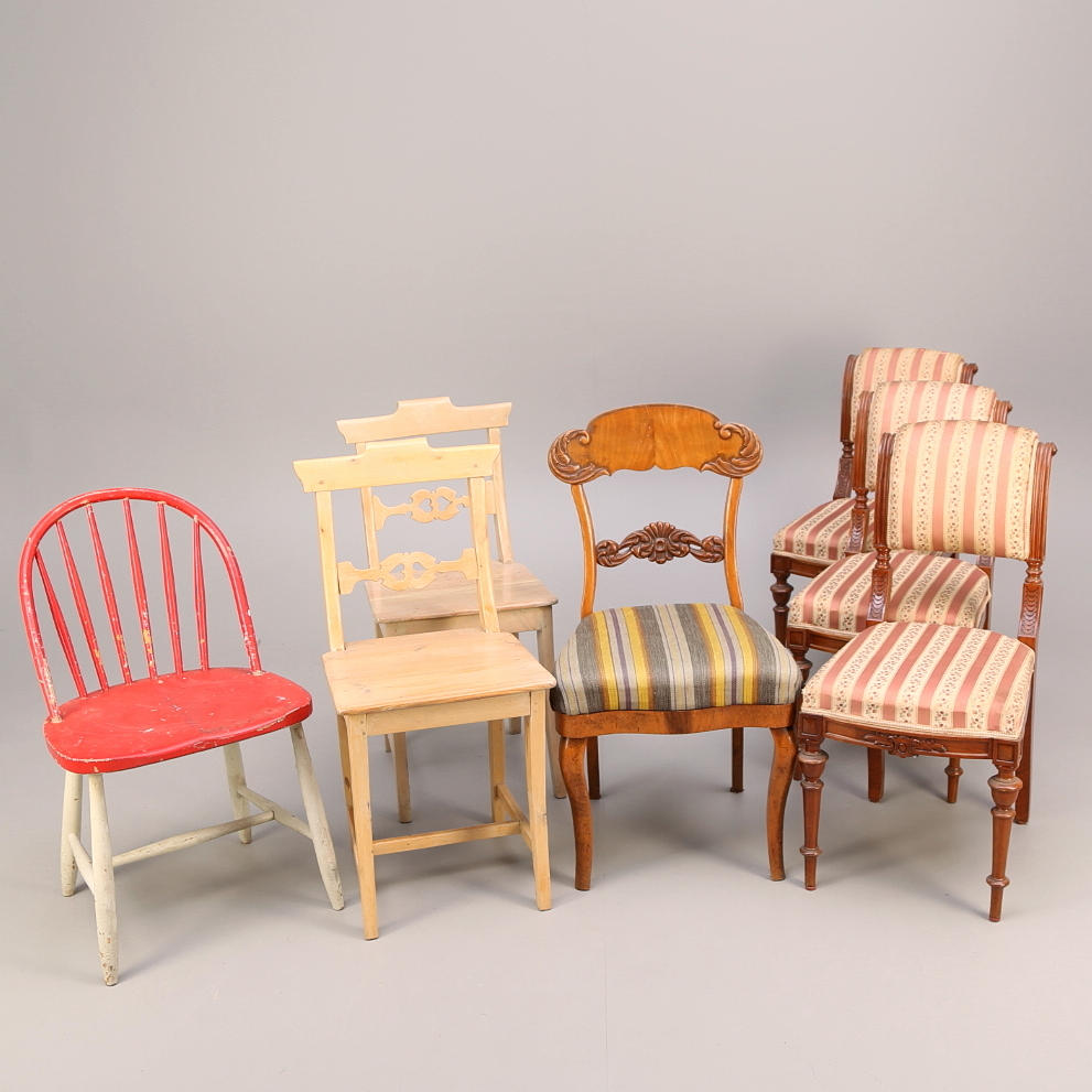 STOLAR, 7 st, olika modeller, 1800-tal/1900-tal.