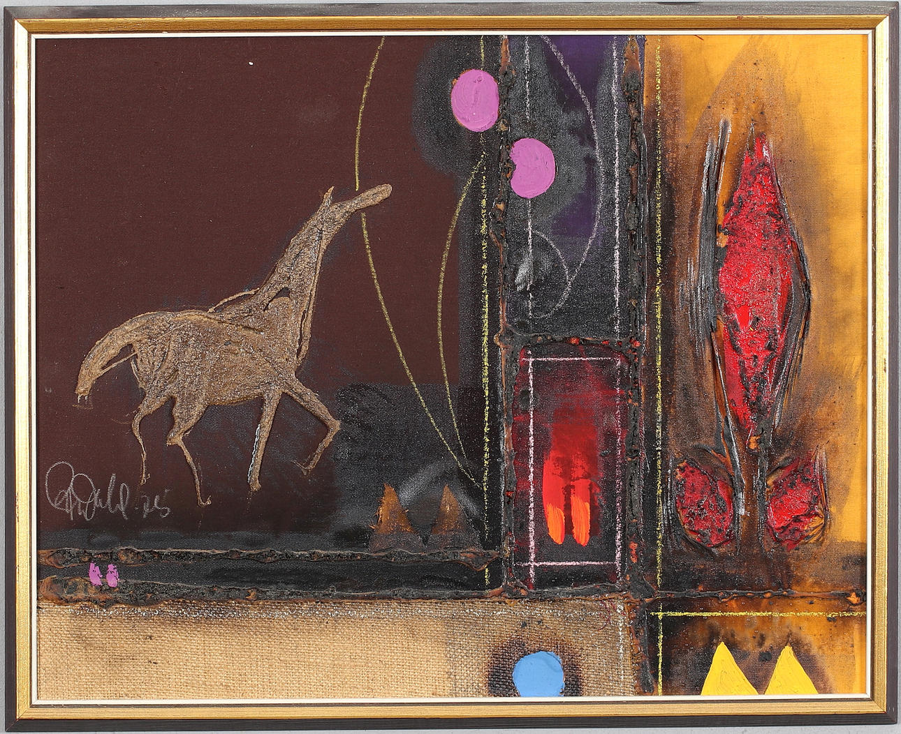 PER DAHL. Composition, mixed media, collage on Board, signed and dated -75.