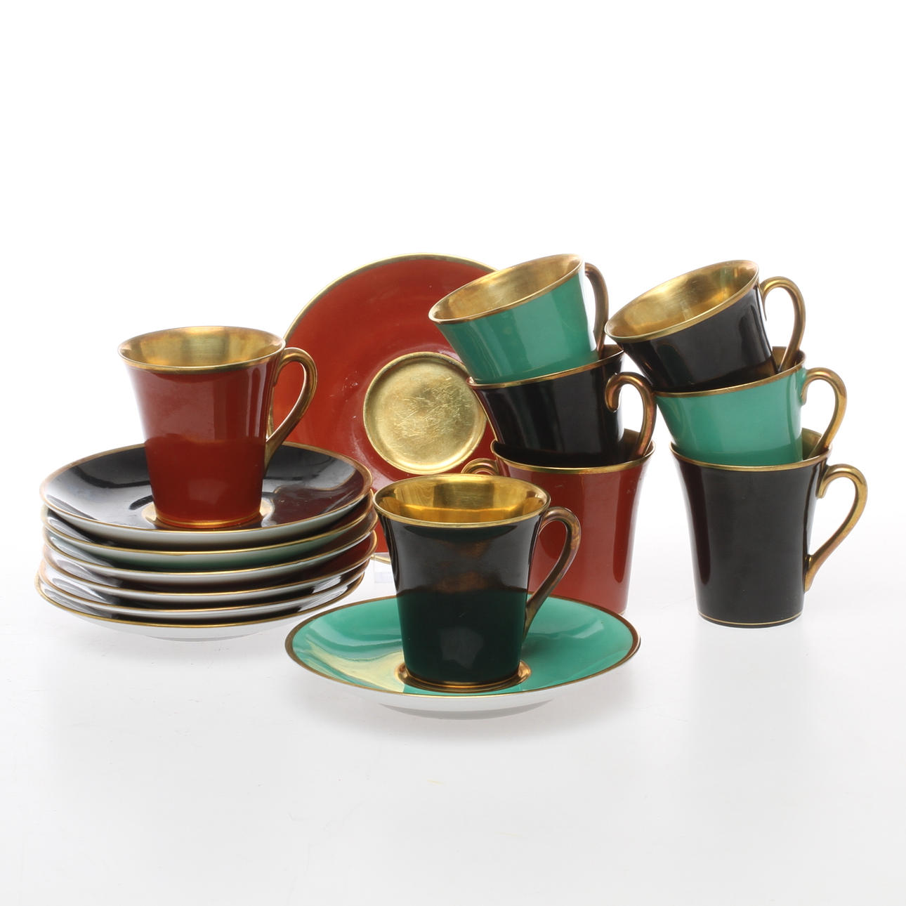 MOCCASERVIS, 8 delar, porslin, K P Karlskrona, Upsala-Ekeby.