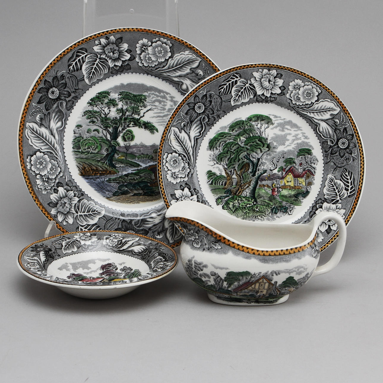 SERVISDELAR, 31 delar, flintgods, "Woodland", Wood & Sons.