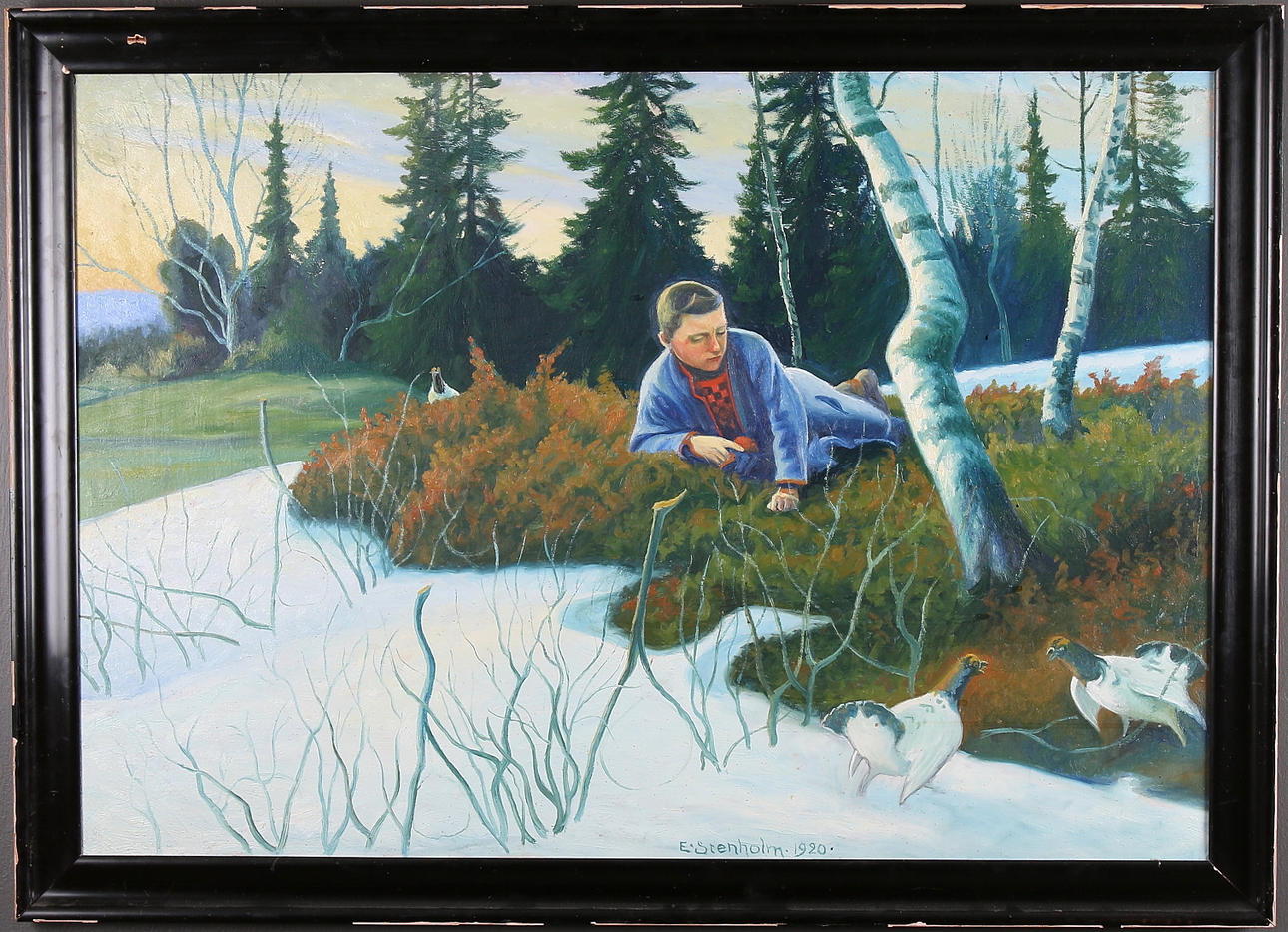 ERIK STENHOLM. Samepojke i fjällandskap, olja på duk, signerad och daterad E. Stenholm, 1920.