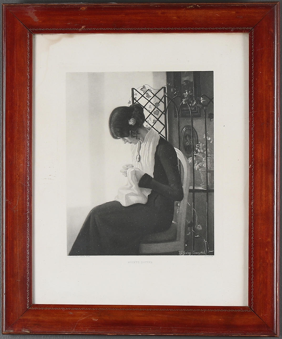 KRISTOFER SINDING-LARSEN. "Husets dotter", etsning, signerad i plåten.