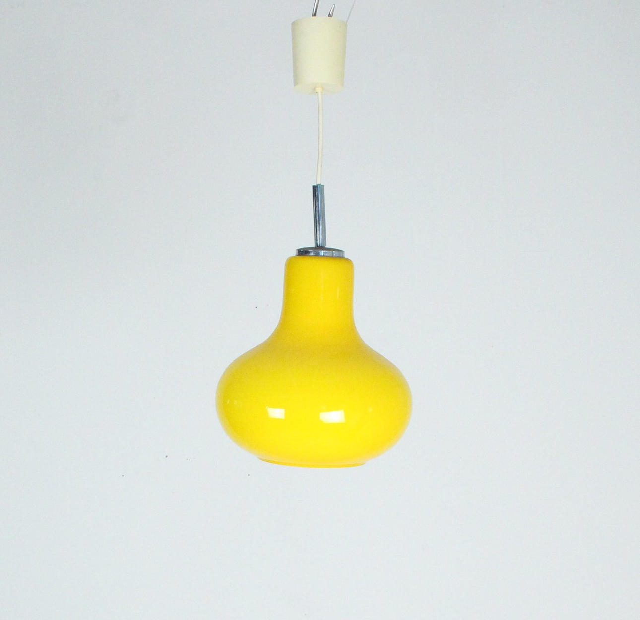 Yellow glass ceiling lamp.