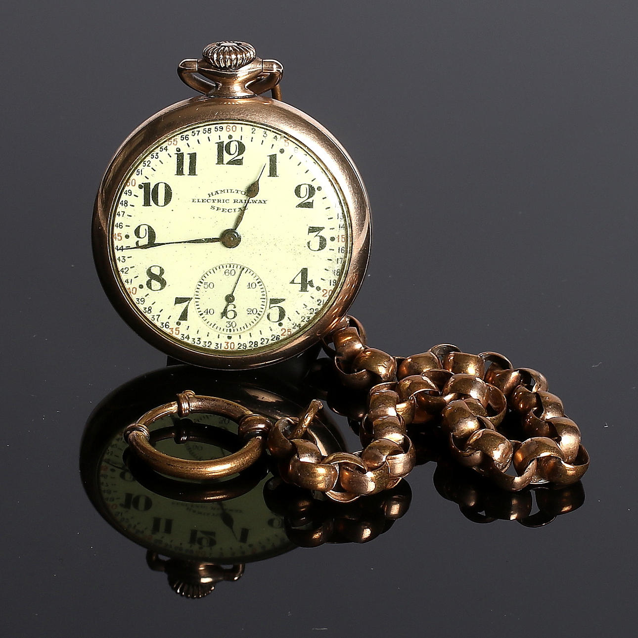 FICKUR, guld double, Hamilton "Electric Railway Special", 1900-talets första halva.