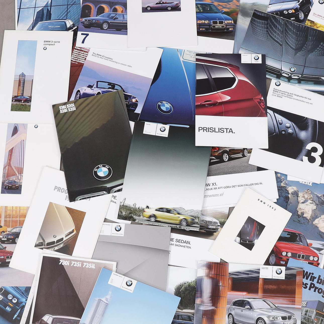 BMW, Autoprospekte, 1980er/90er/00er Jahre.
