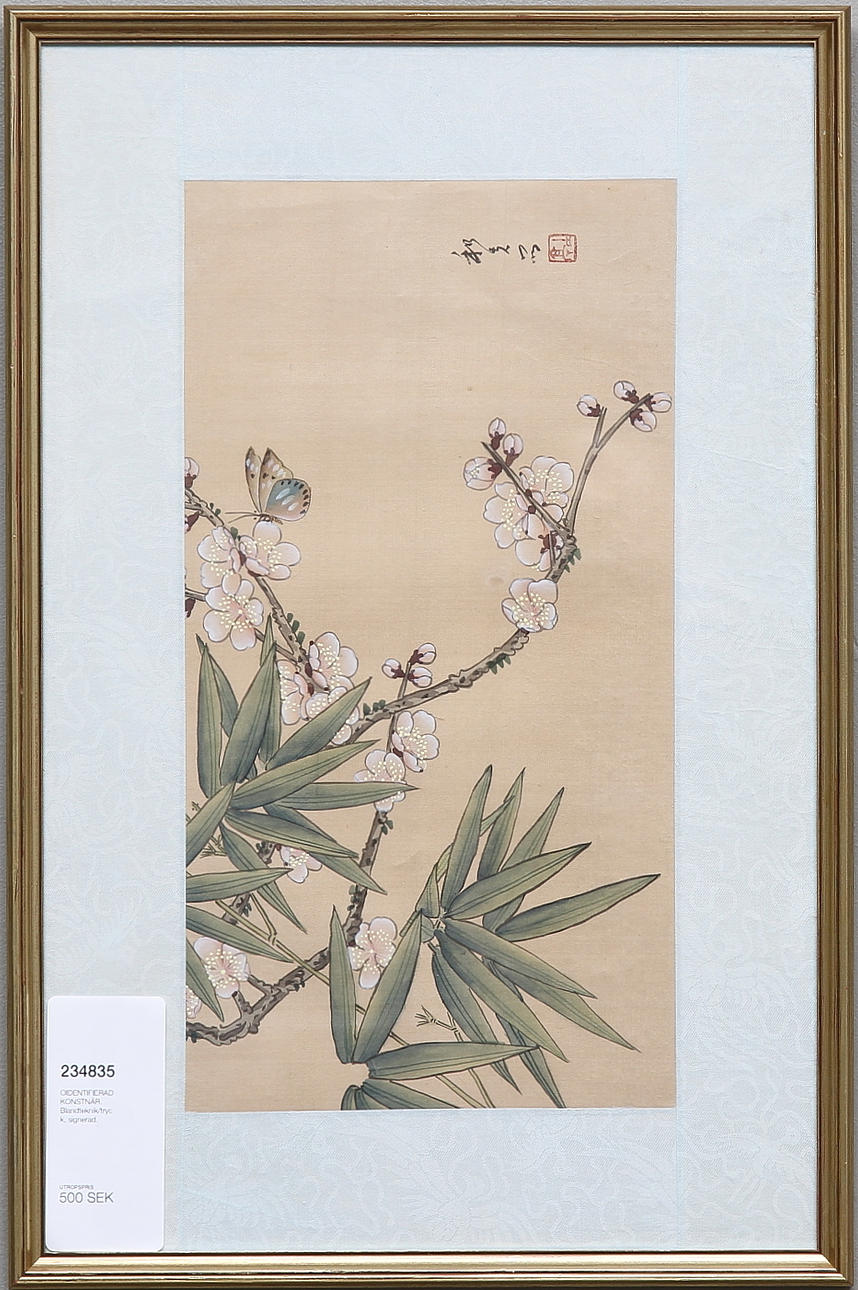 OIDENTIFIERAD KONSTNÄR. Blandteknik/tryck, signerad.