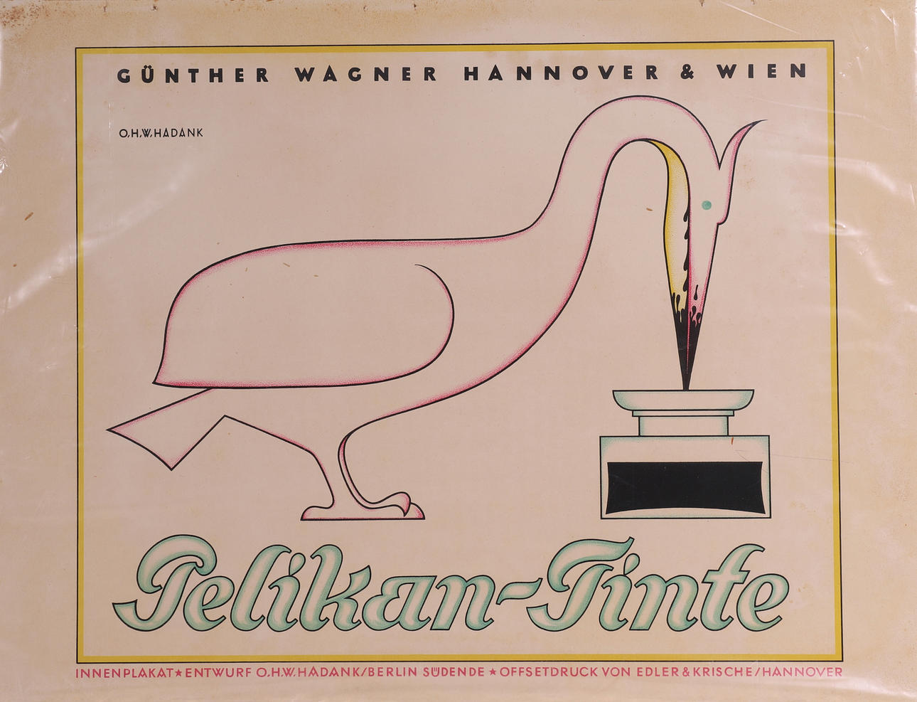 ALTES PLAKAT. PELIKAN-FARBSTOFF.
