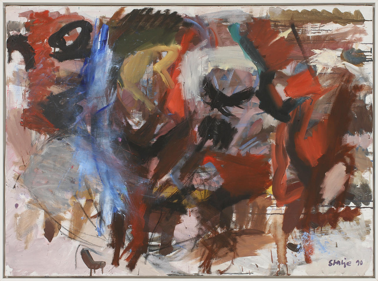 RAY STALJE. Composition, oil on canvas, signed-90.