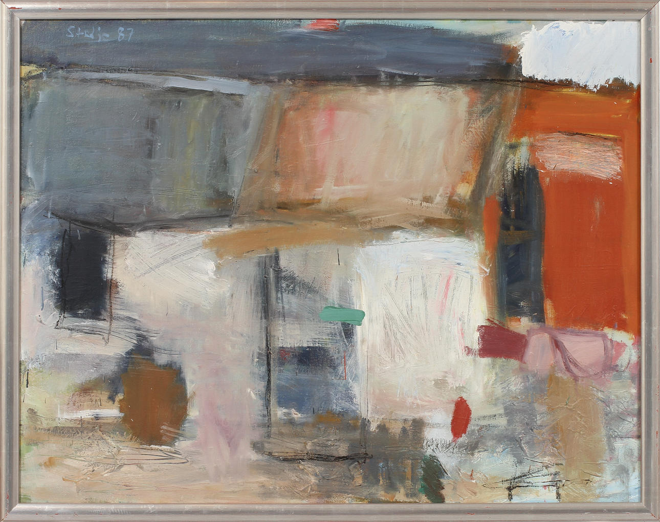 RAY STALJE. Komposition, olja på duk, signerad-87.