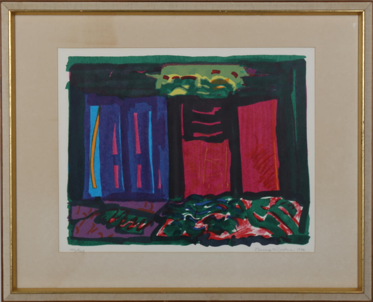 LENNART RODHE. "Salongen" färglitografi, signerad och daterad 1972, numrerad 196/320.