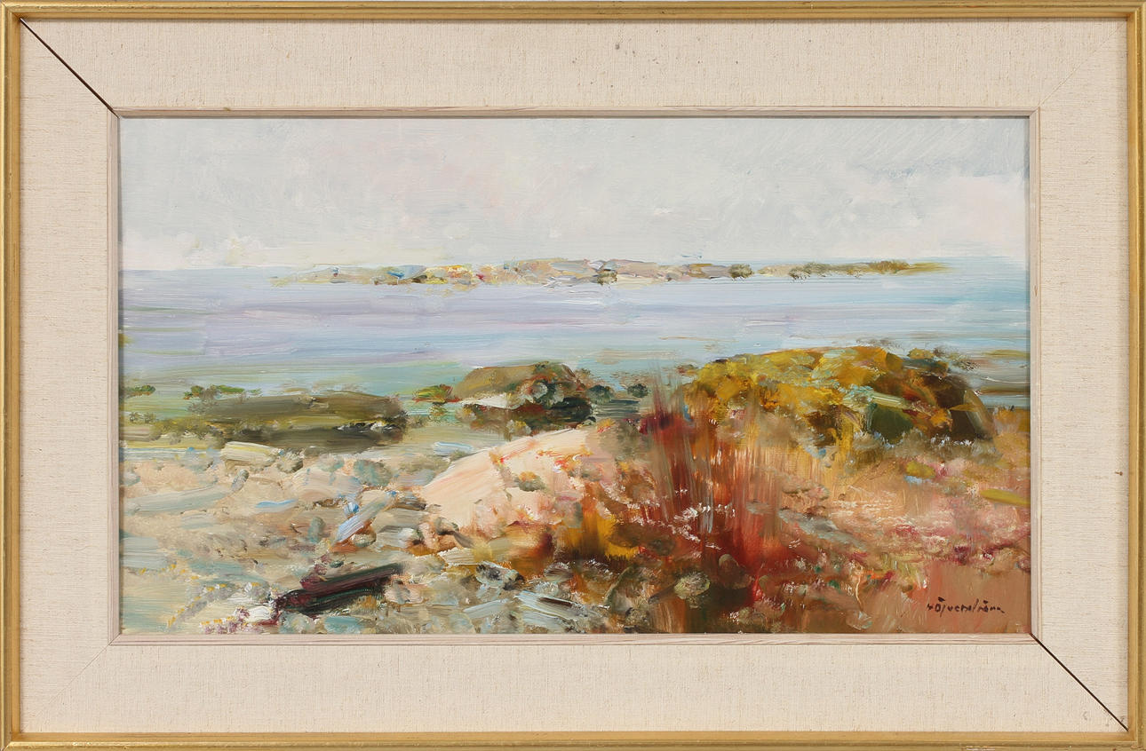HUGO ÖFVERSTRÖM. Kustbild, olja på duk, signerad.