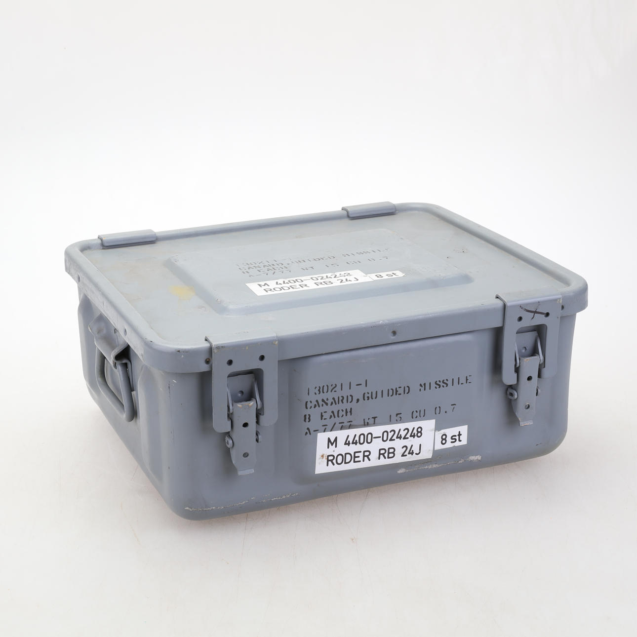 BOX FOR PARTS FOR SIDEWINDER ROBOTS.