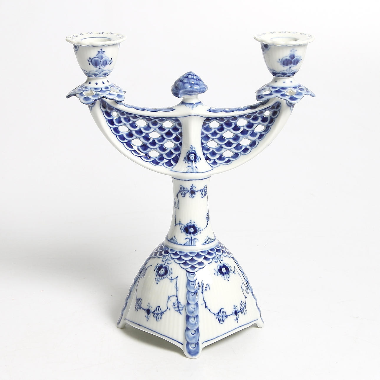 KANDELABER, porslin, "Musselmalet", Royal Copenhagen.