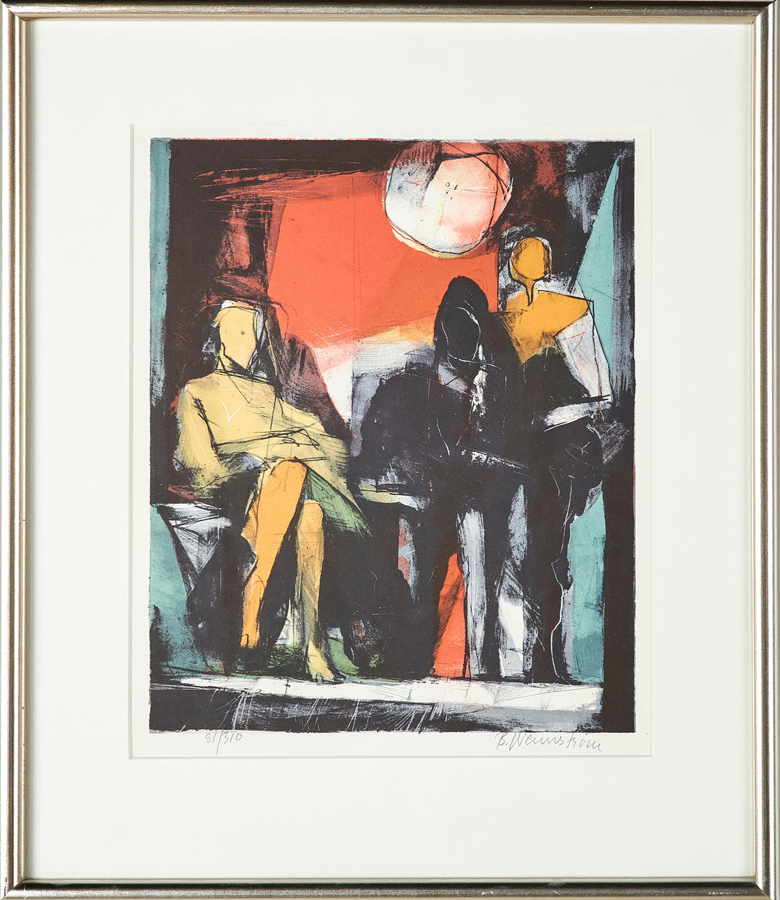 BERNDT WENNSTRÖM (F1945). Composition with figures, signed and numbered 81/310, lithograph.
