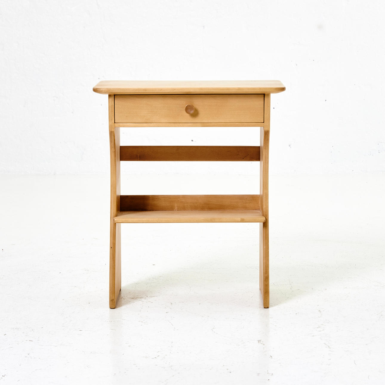 CARL MALMSTEN. Bedside table, "Guldheden", birch, with drawer.