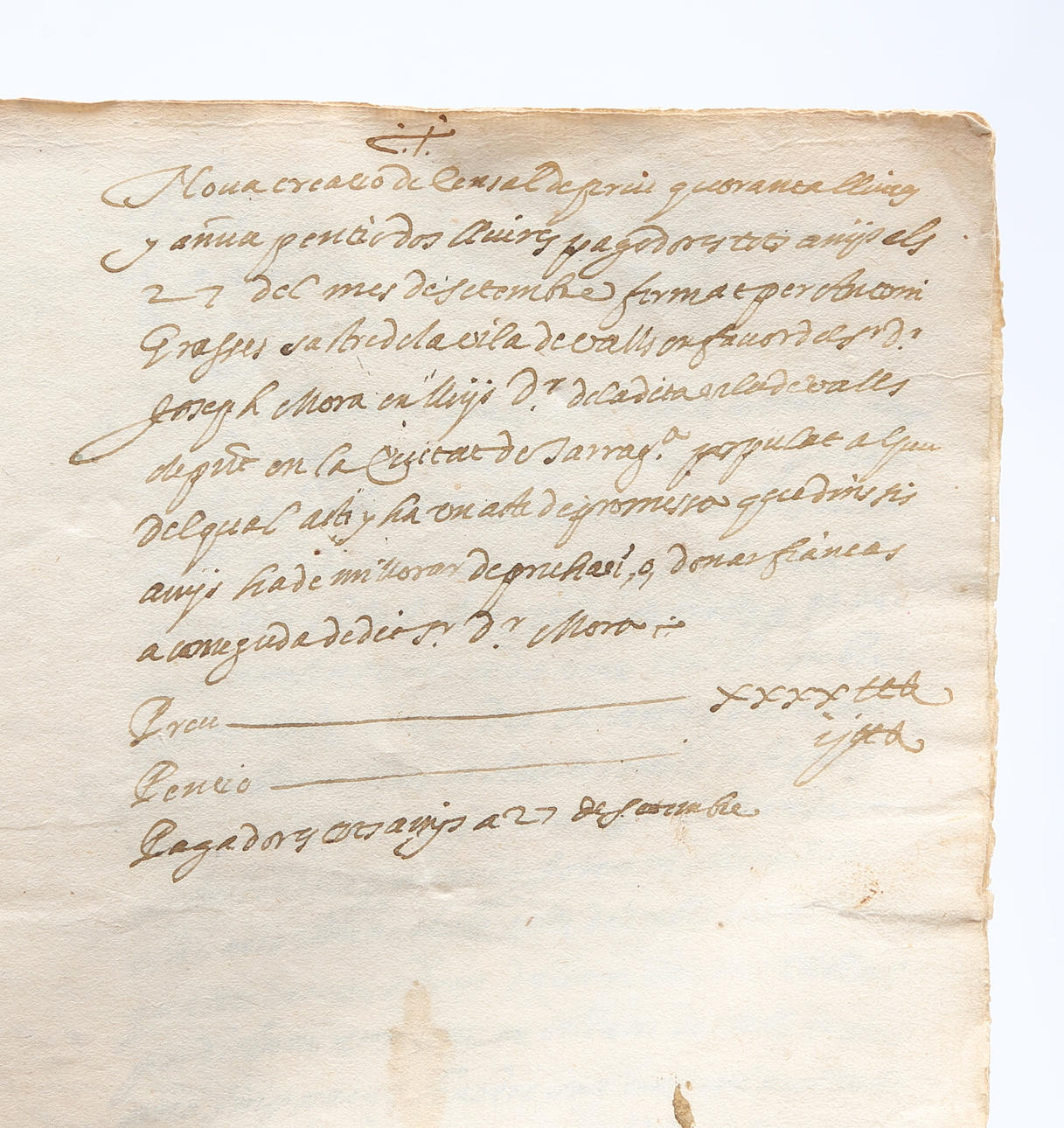 Manuskript på papir dateret 27. september 1669.