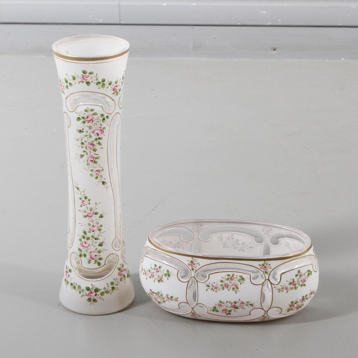 VAS samt SKÅL, glas, Moser Karlsbad, 1900-talets första hälft.