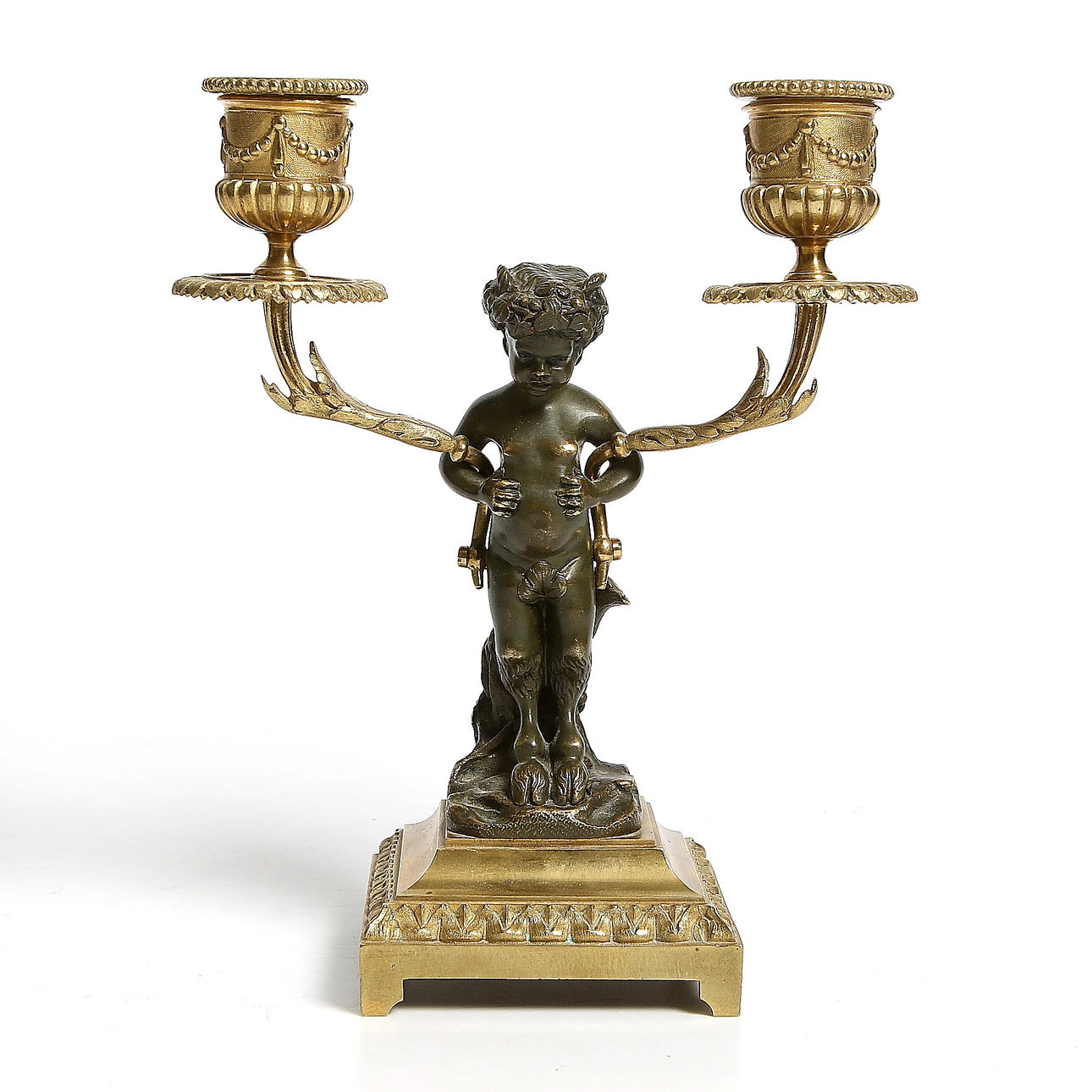 LJUSSTAKE, brännförgylld brons, Louis XVI-stil, Frankrike.