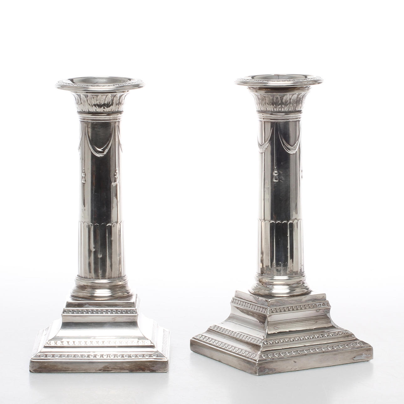 LJUSSTAKAR, 1 par, nysilver, omärkta, gustaviansk stil, 1900-tal.