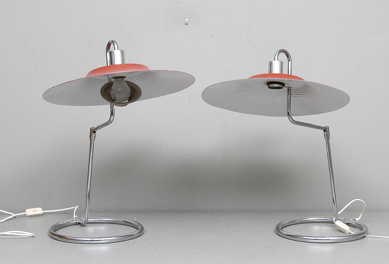 BORDSLAMPOR, ett par, Zero, design Börje Lindau & Bo Lindekrantz, 1900-talets andra hälft.