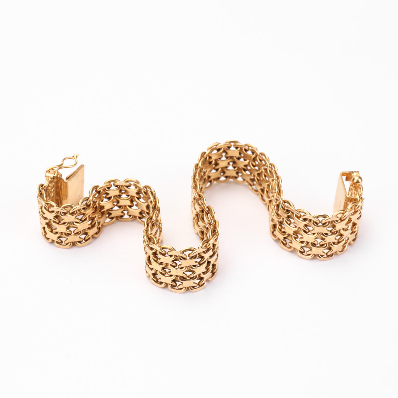 ARMBAND, x-länk, 18k, guld, 29 gram.