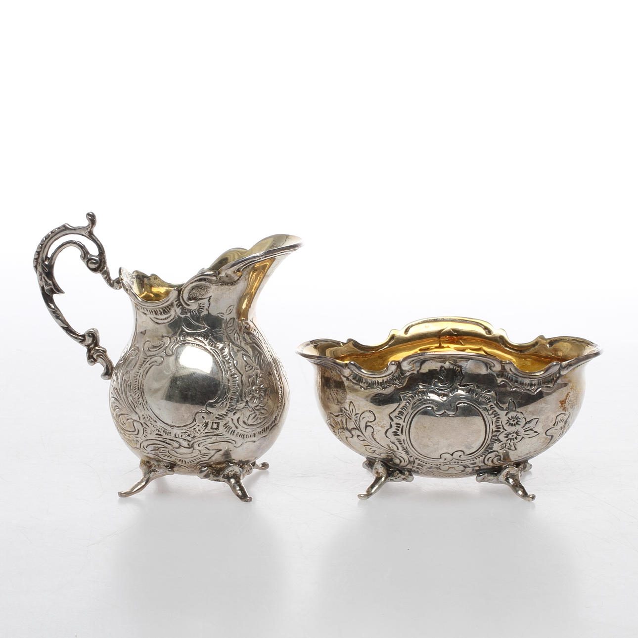 GRÄDDSNIPA och SOCKERSKÅL, silver, GEWE, 1960-tal.