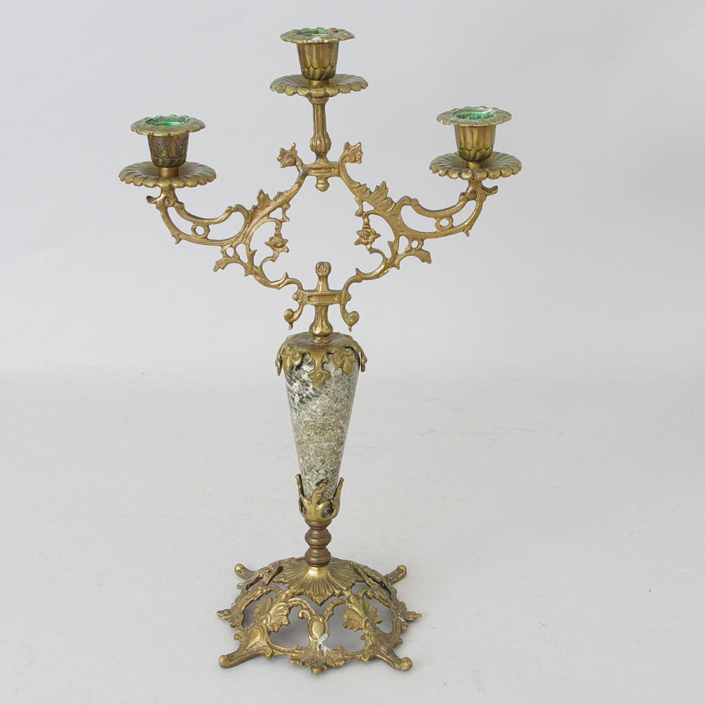 KANDELABER, bronserad metall, marmor.