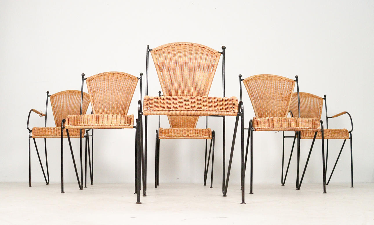 KORGSTOLAR, 6 st, Frankrike, 1970-tal.