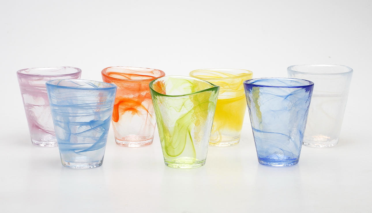 GLAS, 7 st, "Mine", Ulrica Hydman-Vallien, Kosta Boda.