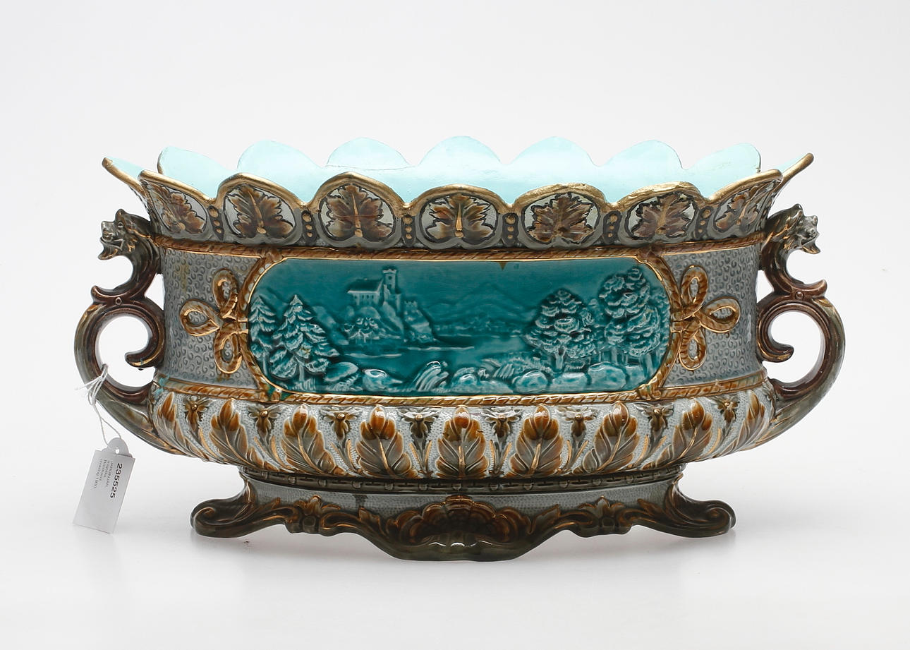 JARDINJÄR, majolika, Rörstrand, omkring 1900.