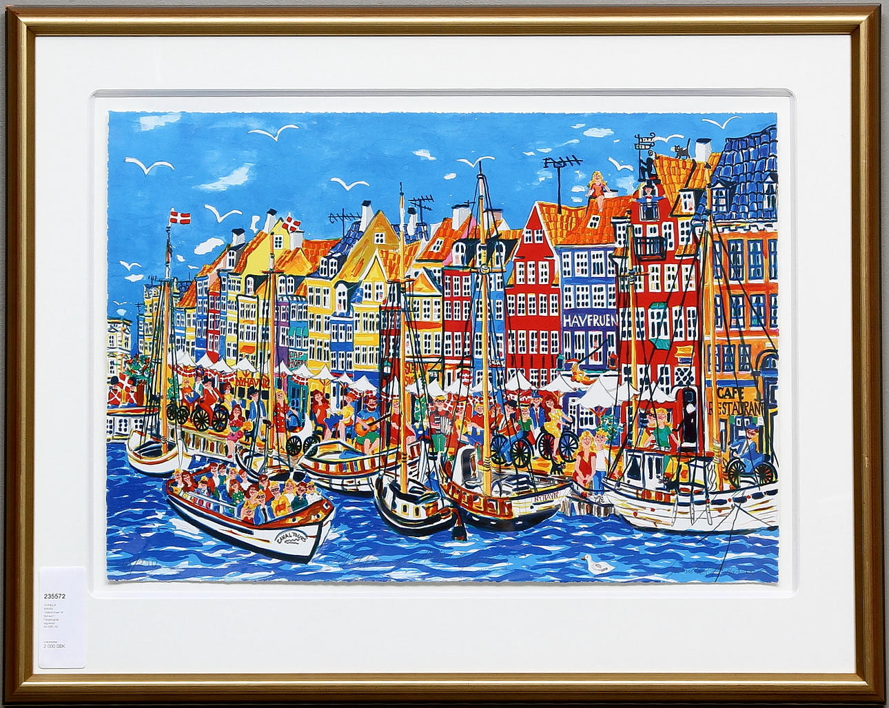 GUNILLA MANN. "Välkommen till Nyhavn". Färglitografi, signerad 65/290.