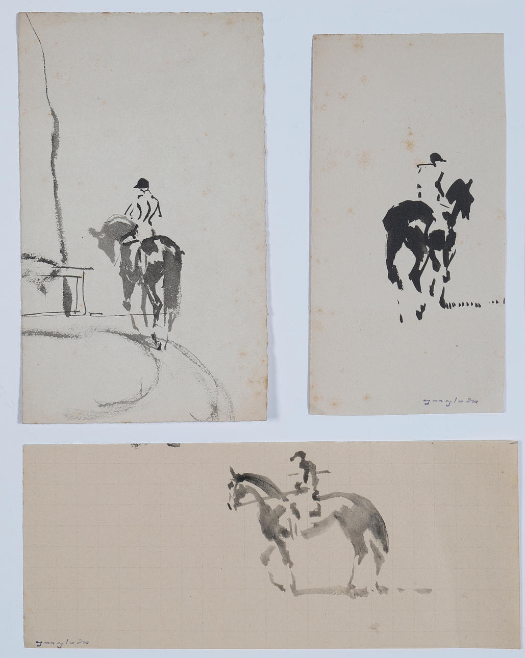 PERE YNGLADA. Notes from nature: jockeys and horses. Art - Drawings ...