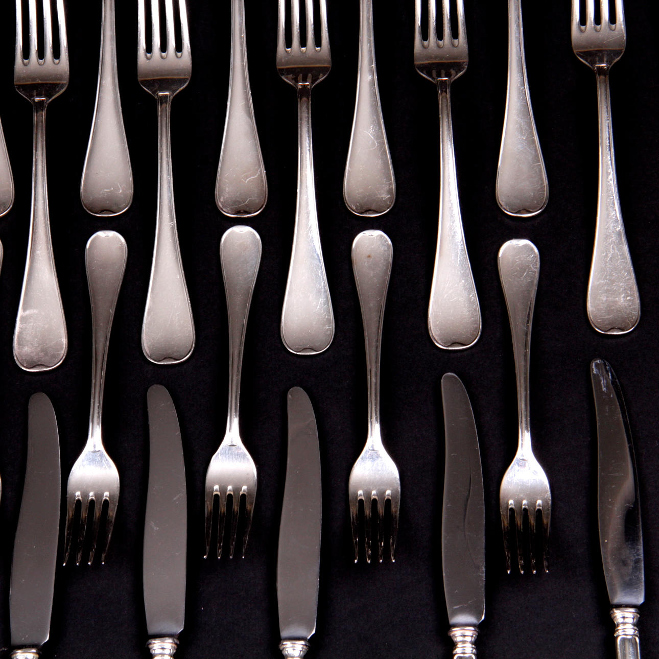 BESTICK, 76 delar, nysilver, "svensk rund", GAB.