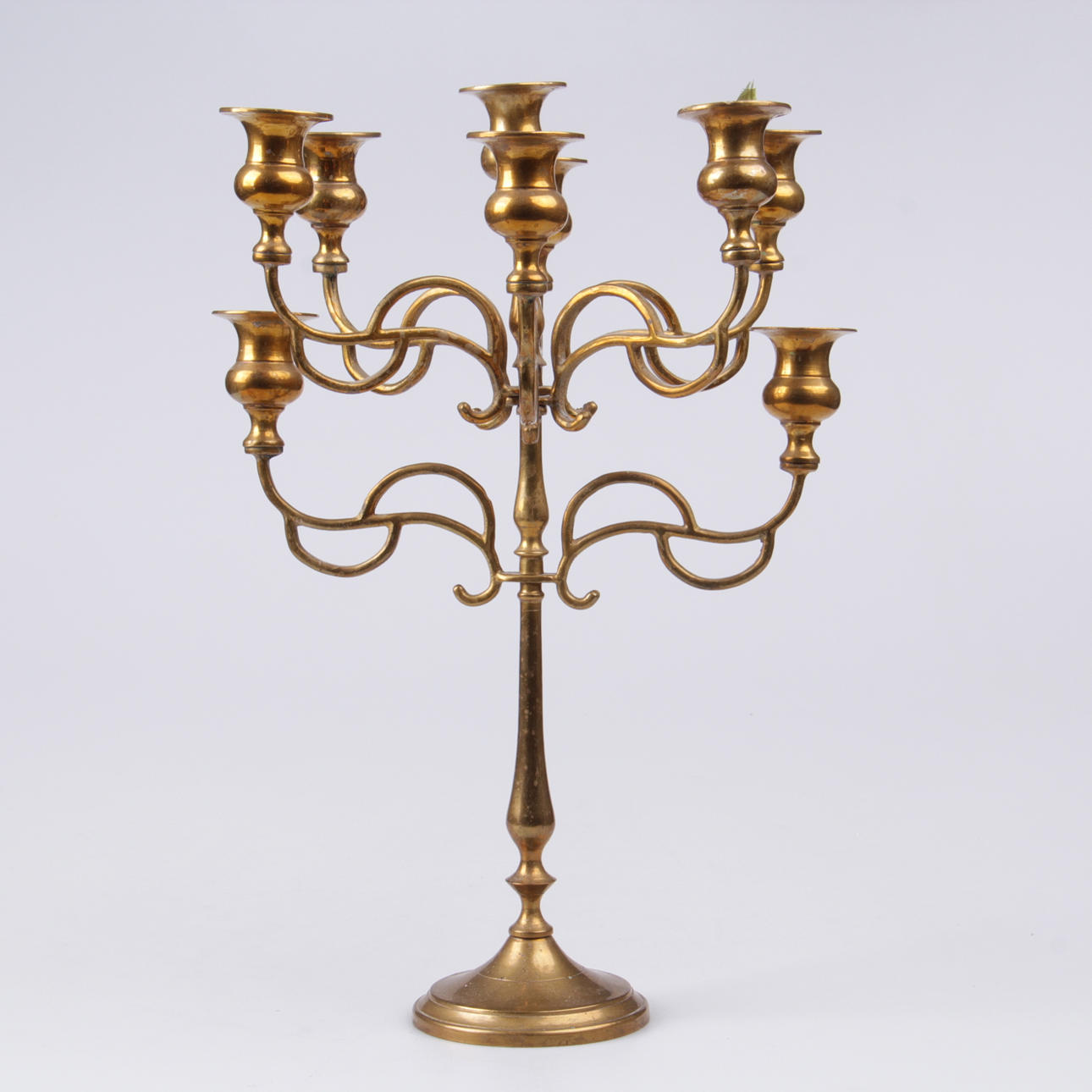 KANDELABER, mässing, 9 ljusarmar, 1900-talets första hälft.