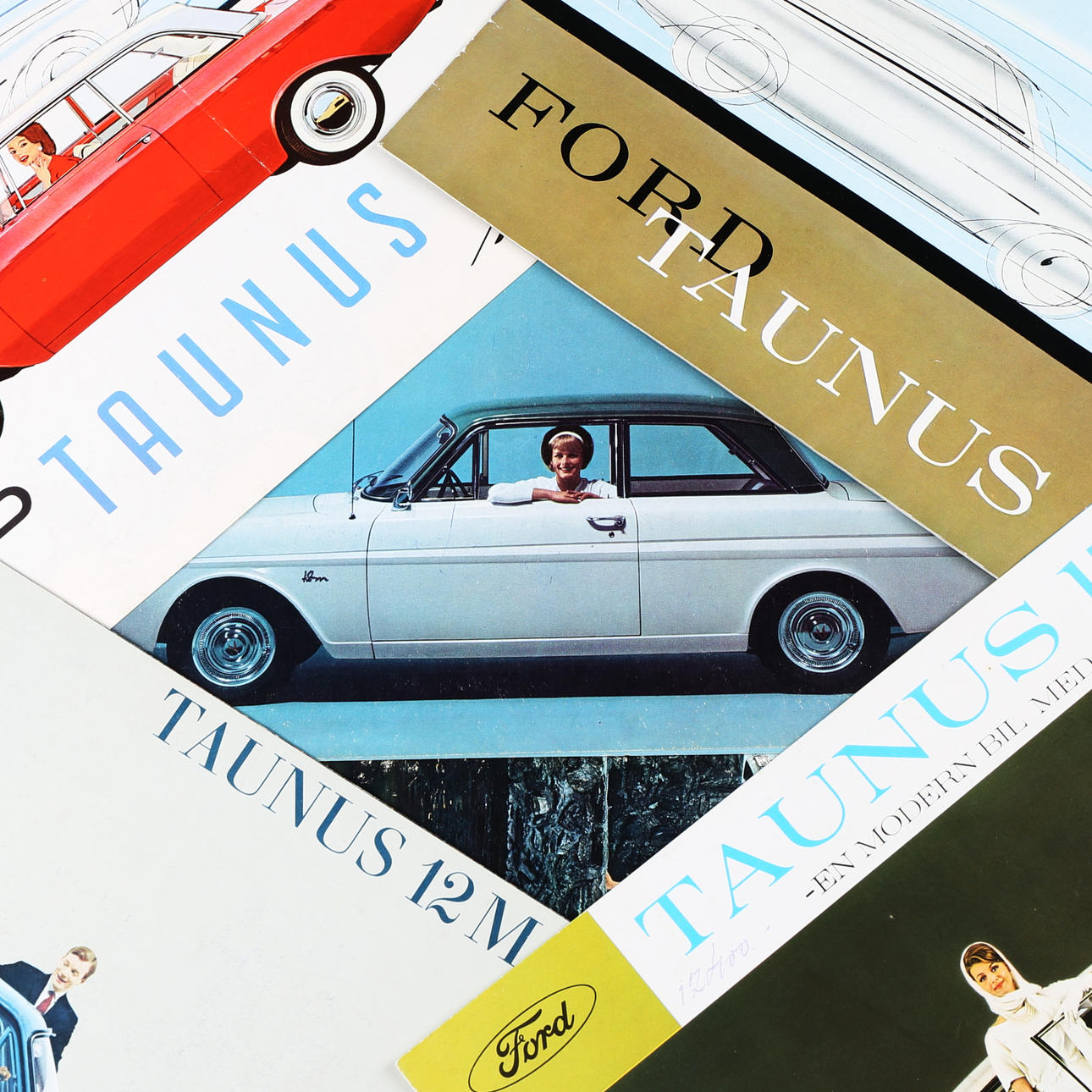 FORD TAUNUS, bilbroschyrer, 1960-tal.