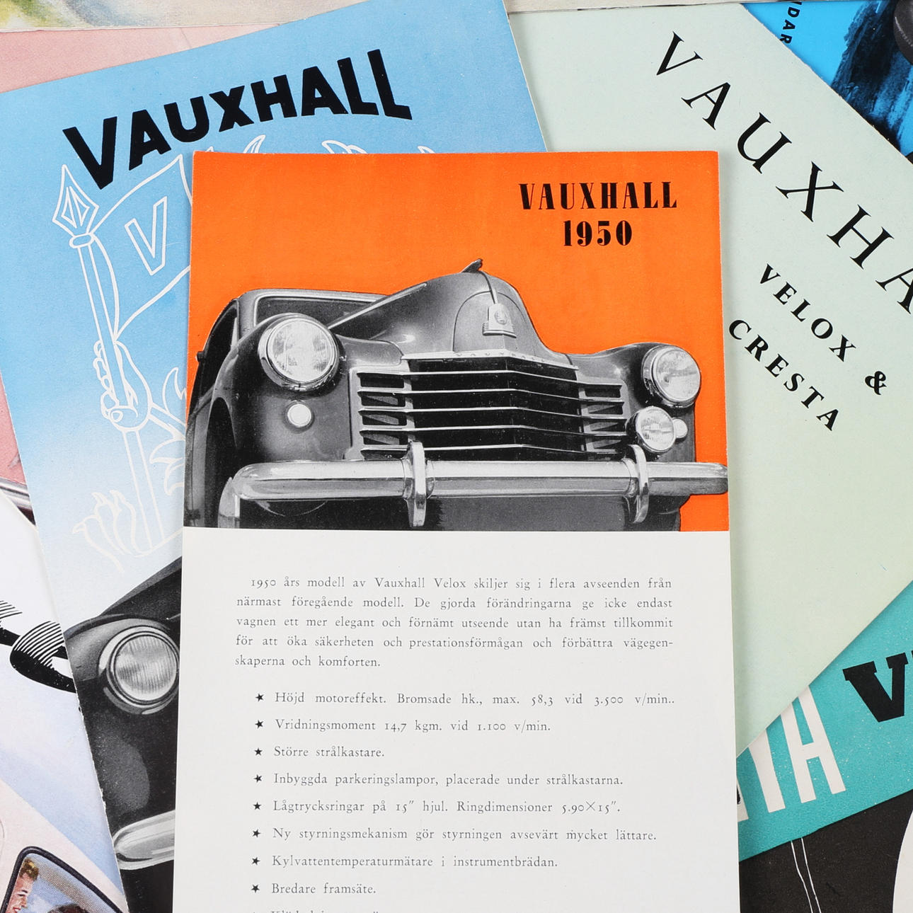 VAUXHALL, bilbrochurer, 1950'erne.
