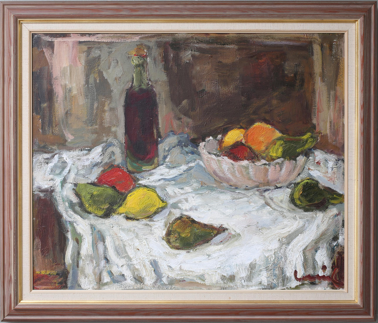 OLAVI LAINE. Olja på duk, stilleben, signerad.